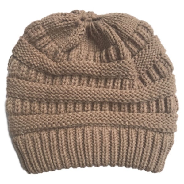 Dam Vintervarmer Stickad Lue Strikket Messy Hat Brown