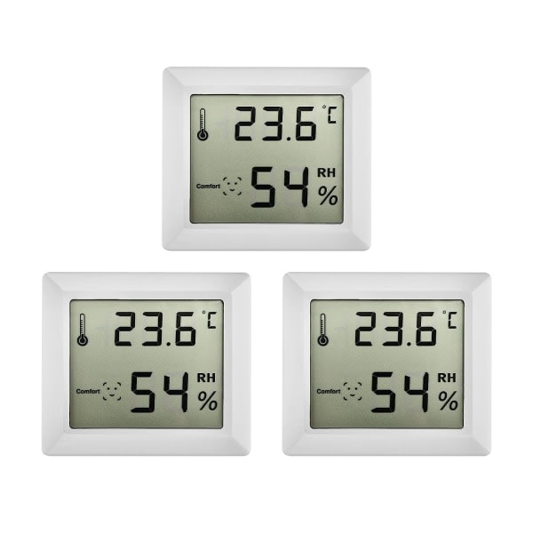 Digital termometer hygrometer, rumstermometer, 3 st inomhus termo-hygrometer Temperatur fuktighetsmätare för rum, kontor, växthus