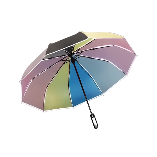 Vindtæt Rainbow Compact Paraply, Rainbow Color 10 Rib (hvid)