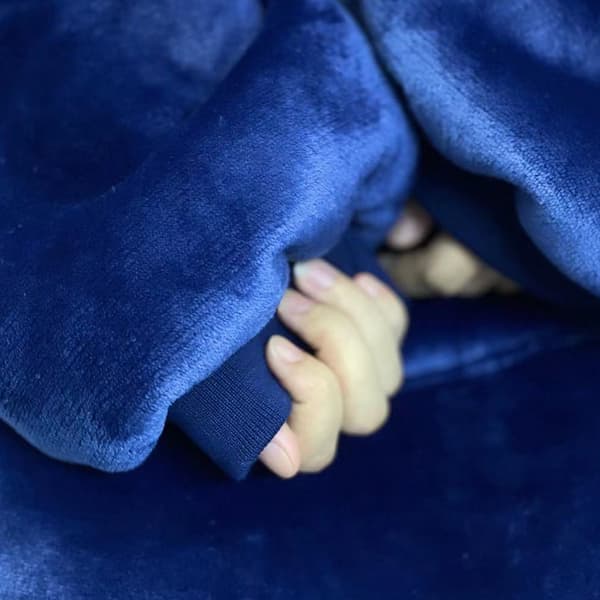 Oversized hettegenserteppe, bærbart hettegenserteppe-FF- blue