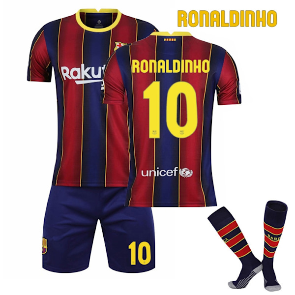 20-21 Barcelona Hemmatröja för Barn och Vuxna No.10 Ronaldinho-Xin 0 2 20