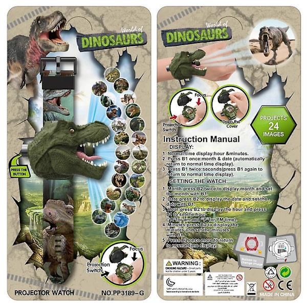 Barn Dinosaurie Haj Klocka Projektor Natt Lärande Leksak Ficklampa Sov Ficklampa Leksaker Gåva Dinosaur Watch
