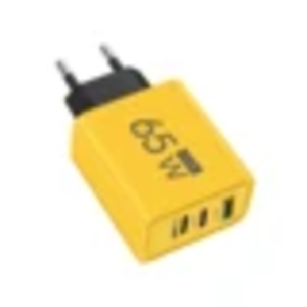65W 3-portars GaN USB PD Laddare Snabbladdning Typ C Mobiltelefonadapter Snabbladdare 3.0 För iPhone 15 Samsung Xiaomi Huawei Lemon Yellow