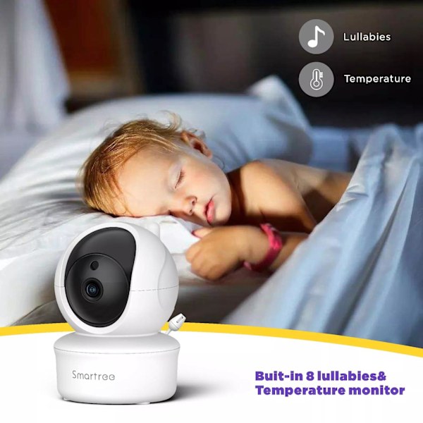 Babymonitor - Babyvakt med 5-tommers skjerm Plug & Play Black Svart