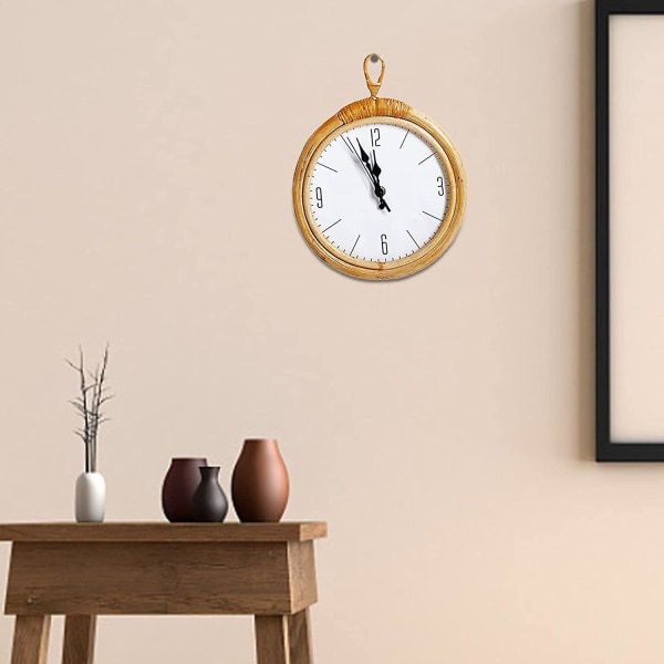 Rottinkista käsin kudottu seinäkello - Yksinkertainen riippuva kello