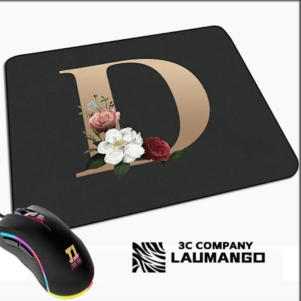 Lille Spillemusmåtte Gylden Initial Navn Mønster Kawaii Musmåtte Gamer Mini Computer Anime Måtte Gummimåtte Pc Tilbehør Måtter GG002032 GG002032 40x50cm
