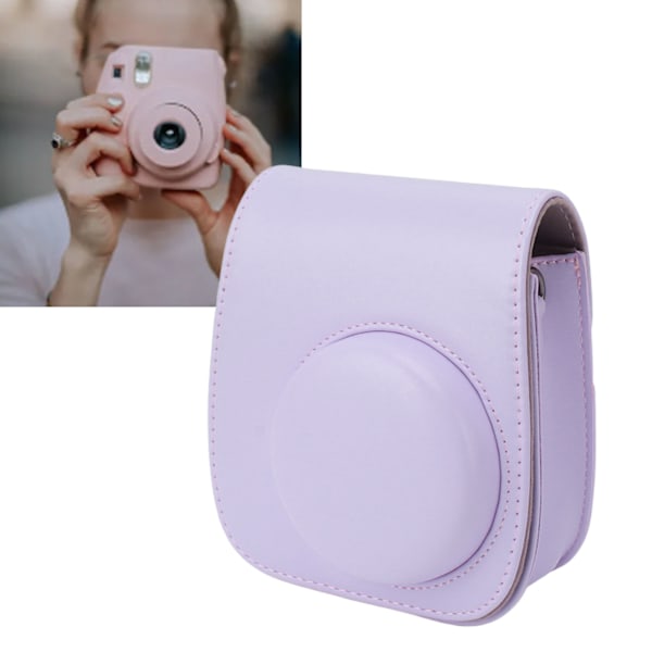 Fujifilm Instax Mini 12/11 -kamera suoraan tulostettava nahkainen suojakotelo, säädettävä hihna, matkakotelo, retkeily, violetti