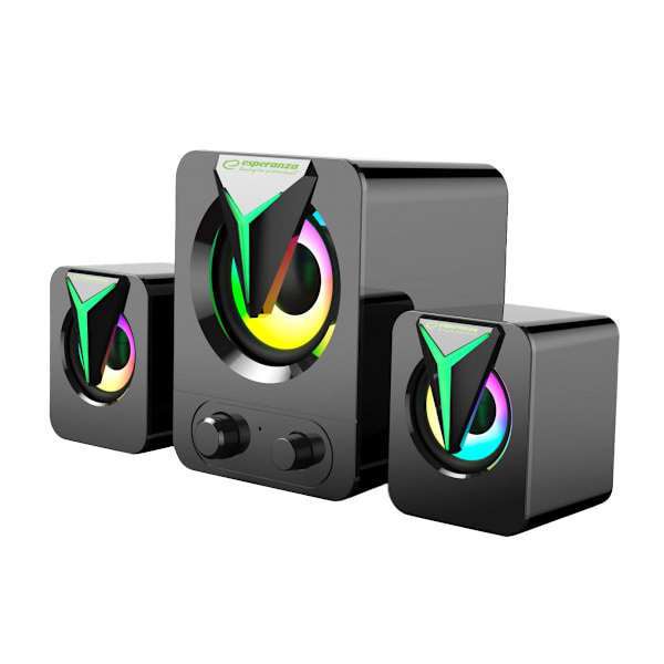 Esperanza - 2.1 USB Högtalare med RGB LED i Regnbågens Färger black 636
