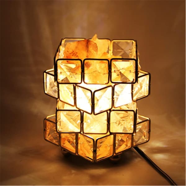 Pyramide/firkantet lyserød saltlampe – USB-drevet, understøtter tre farveskift.