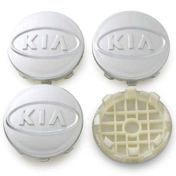 4-Pack - Kia Navkapslar / Hjulnavsemblem - B 65 Silver 58mm