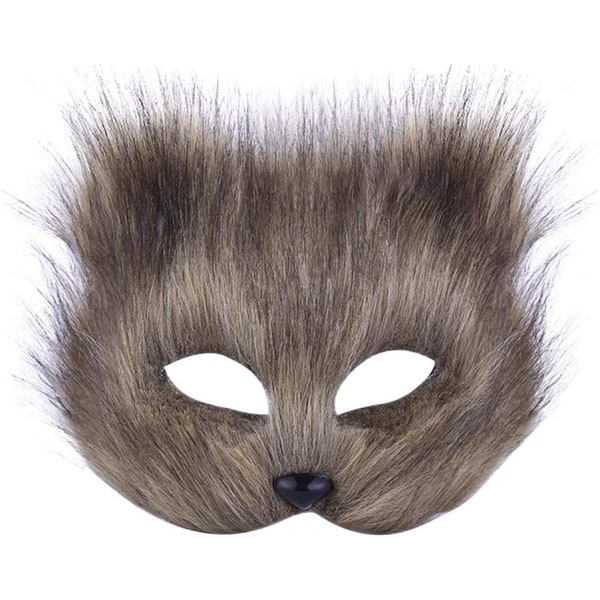 Donkey Mask Halloween Cosplay Mask Halv ansiktsslöja Ögonmask Furry Donkey Kostym Accessoarer Djurfest Kattmasker Grå