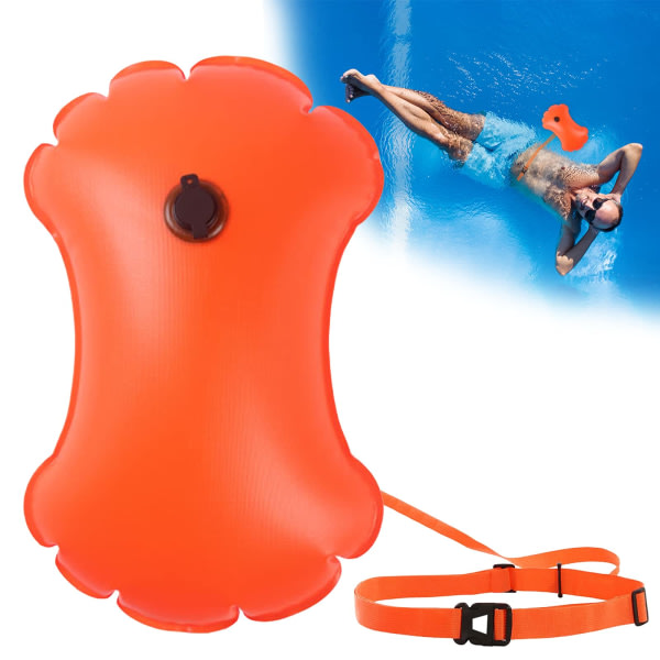 Oppblåsbar svømmebøye Synlig svømmeboble vanntett sikkerhetsveske med justerbart belte for voksne barn vill svømme i åpent vann