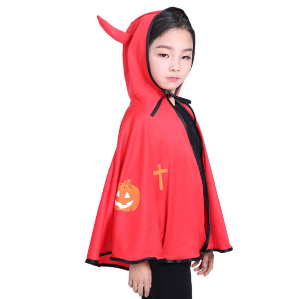 Hætte Cape Halloween Costume Devil Cosplay, rød
