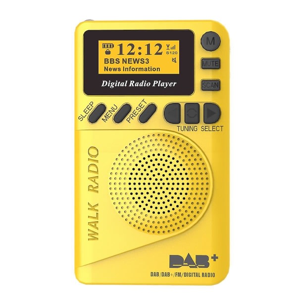 DAB+ Digital FM 174240MHz radio med LCD-skärm, SD-kort och högtalare