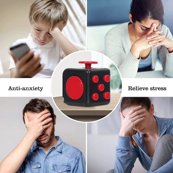 Pakke med 3 anti-stress terninger, stress terning legetøj med 6 sider, gadget til afslapning på kontoret