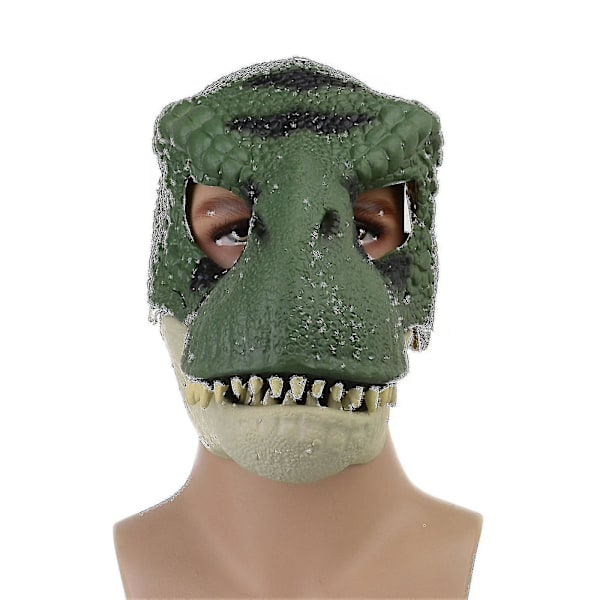 Dinosaurusnaamio päähine, Jurassic World dinosauruslelut avattavalla liikkuvalla leualla, Velociraptor-naamio & Tyrannosaurus Rex -naamiopaketti (FMY) Green