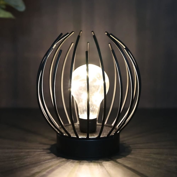 Metal Cage bordlampe Trådløs batteridrevet lampe med Edison