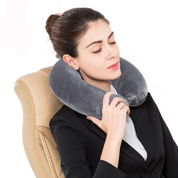 Resekudde - Memory Foam Nackkudde Stödkudde, Lyxig Kompakt & Lätt Snabbpack för Camping, Sovande Vilokudde (Grå)-XF3-