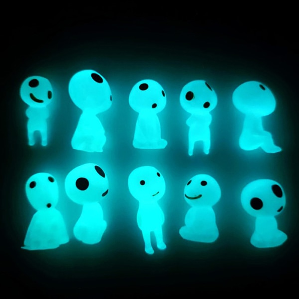 Luminous Tree Alves-nukkepuut Puun Henki Prinsessa Mononoke Mini Fi Sininen Blue 10 pcs