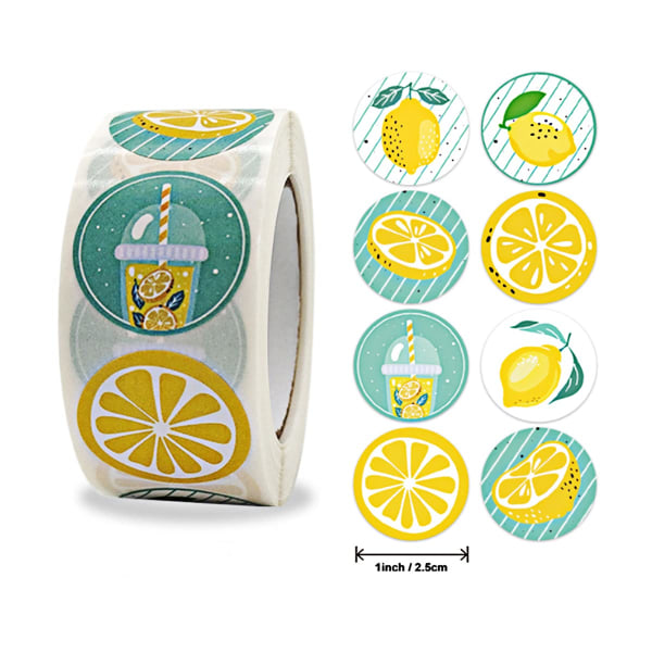 2pack 1 tum 8 sorters design citronklistermärkerulle för kuvert