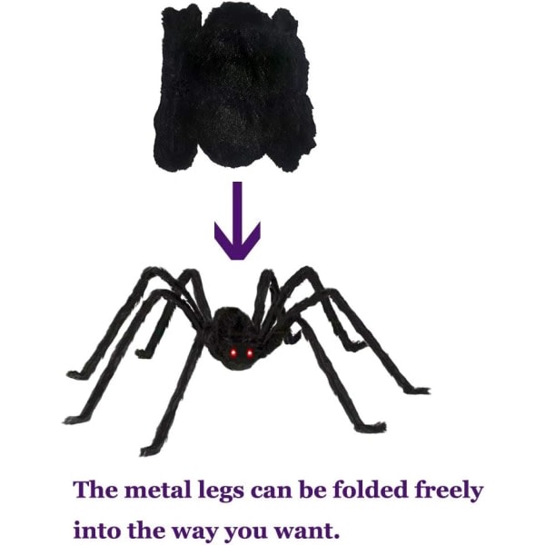 Halloween-koristeet Pelottava jättiläishämähäkki Virtuaalirealistinen karvainen hämähäkki ulkojuhlatarvikkeet sisäsisustus musta 6,6 Ft