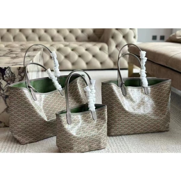 Hundtand Taske Stor Kapacitet Håndtaske Mor Taske Pung Gave Damer Grå-grøn-XF13- Gray-green M