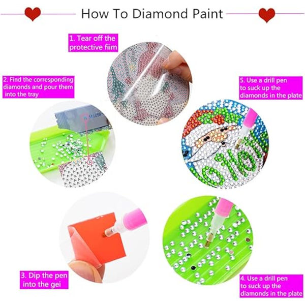 Diamantbroderi og dalbane DIY Diamantmaling Trekoppmatte Anti-skli diamantmaling Dekorativ koppmatte med holder
