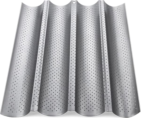 Baguettebageplade, Perforerede franske baguetteforme til 4 baguetter-X44- silver