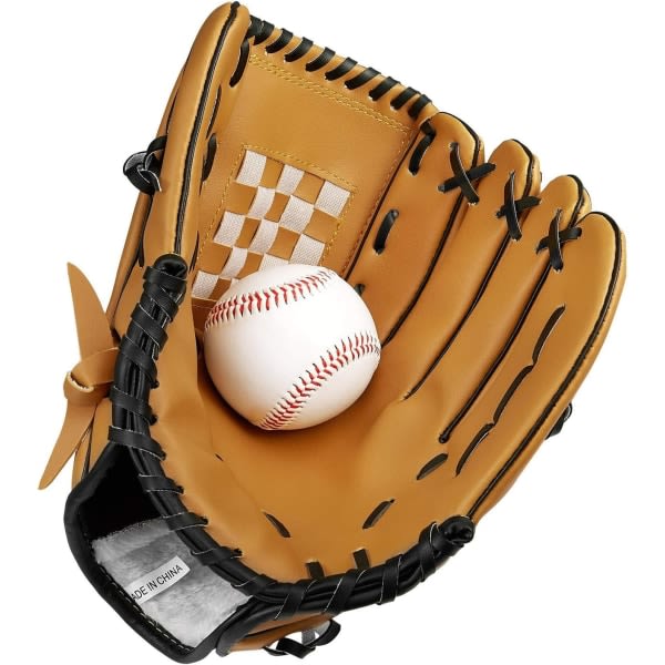 Baseball handskar remmar, sport vadd handskar med baseball PU läder vänster handfångare 12,5 tum junior vuxen