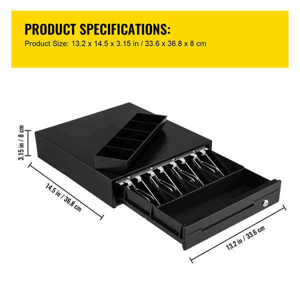 SucceBuy 13\" Kasseapparat for POS-system, 3 opplåsingsmetoder, RJ11/RJ12-XM5-