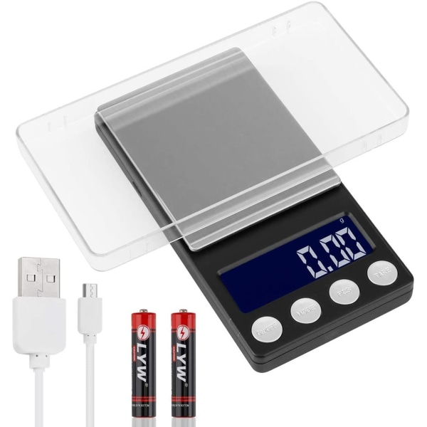 Digitaalinen keittiövaaka, USB ladattava taskuvaaka 500g/0,01g