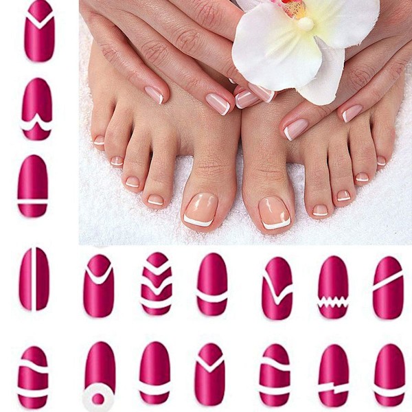 Fransk manikyr nail art, selvklebende negleklistremerker for KLB