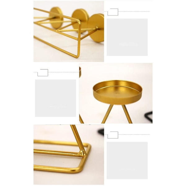 Dekorativ metal lysestage 3 arme til bryllup bord - guld