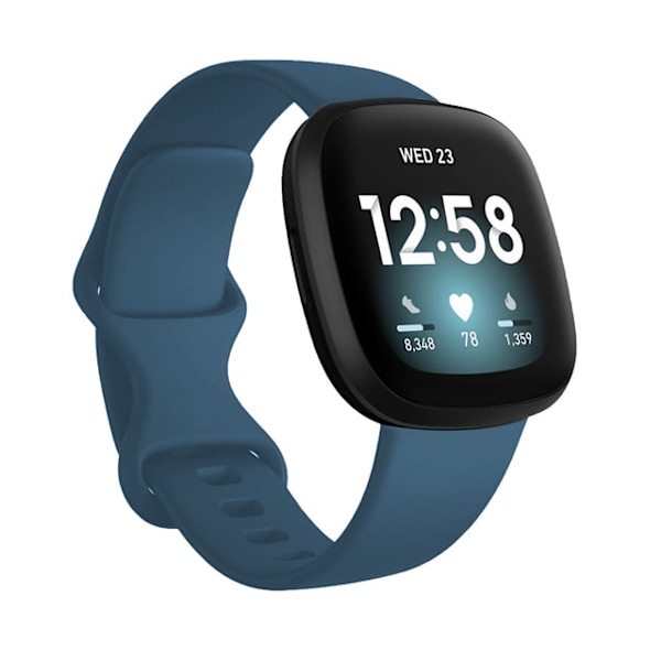 Värikäs rannekoru Rannehihna Fitbit Versa 3 -kellolle Pehmeä hihna Correa Fitbit Sense Versa3 -rannekkeet Tarvikkeet Harmaa sininen L Gray blue