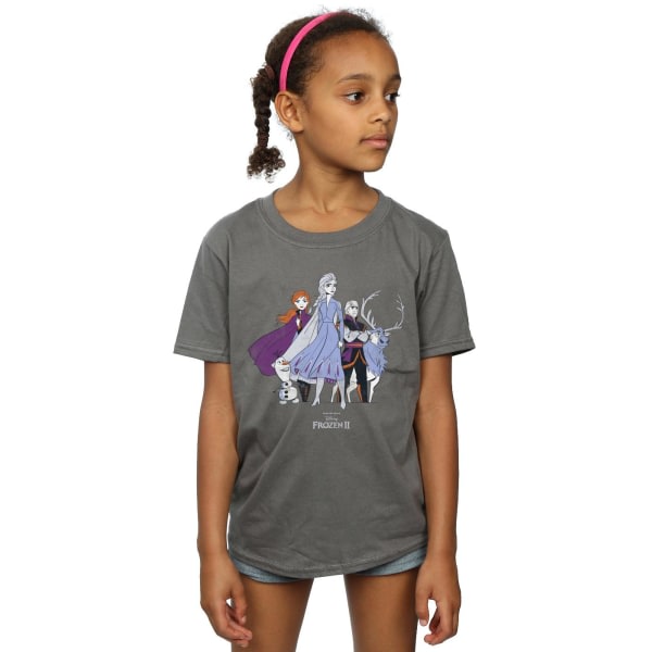 Disney Girls Frozen 2 Distressed Group bomuld T-shirt 3-4 år Charcoal 3-4 år