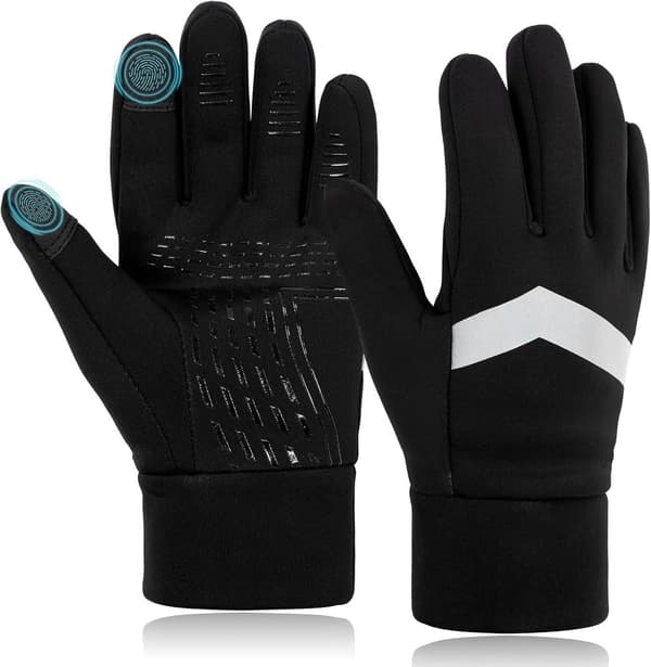 Børne Vinter Cykelhandsker Vandtætte Softshell Skridsikre Vindtætte Reflekterende Sorte Black M