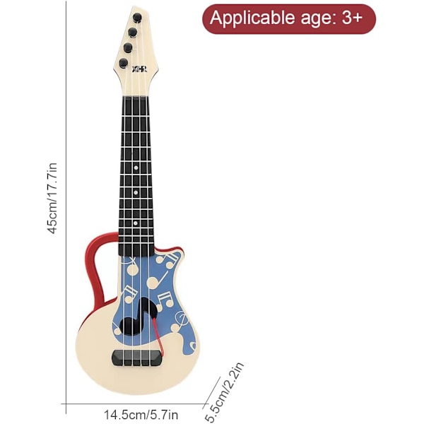 Ukuleleleke for barn, Ukulele gitarrmusikkleketøy, tidlig pedagogisk gitarrimleke med 4 strenger, musikalsk ukuleleleke for barn red