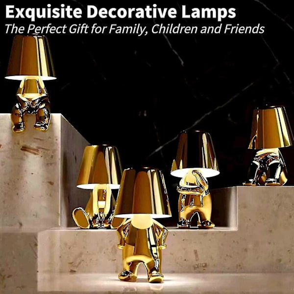 Sengelampe, guld Thinker-lampe skrivebordslampe trådløs