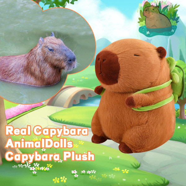 23 cm Capybara-nukke kilpikonnan kanssa istuma-asennossa Vesijumppauspehmolelu Capybara-tyynynukke