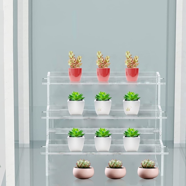Akryl Display Stativ Hylle 3 Etasjer Trinn Oppbevaringsstativ for Cupcakes Smykker Parfymer Organizer Display Hylle Stativ