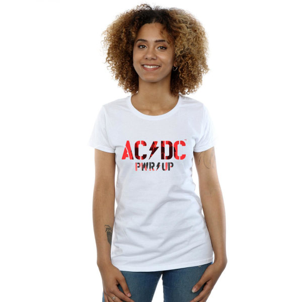 AC/DC Dam/Dam PWR UP Foto Logotyp T-shirt bomull L Vit Vit L