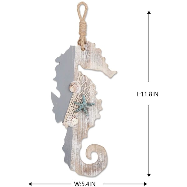 Dekorativ hippocampus i 30 cm tre med havstjerne og skjell