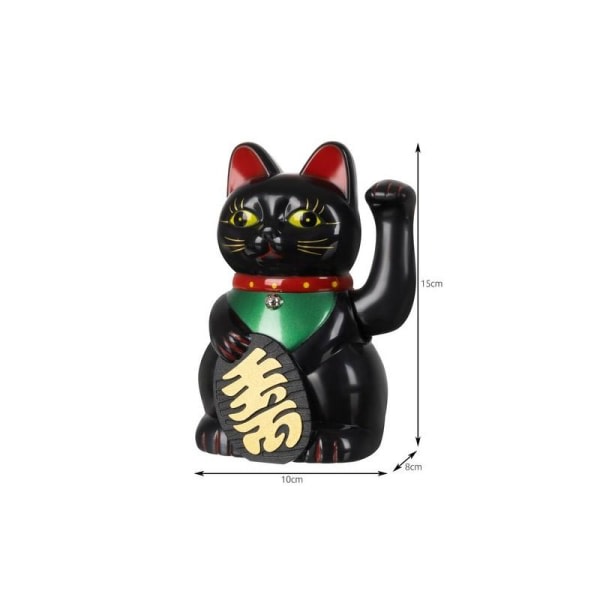 Waving Oriental Lucky Cat Maneki Neko musta