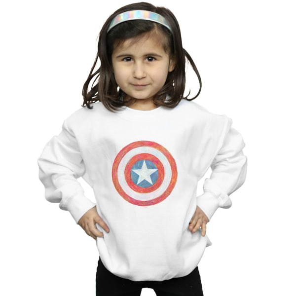 Marvel Girls Captain America Sketched Shield Sweatshirt 9-11 Ye White 9-11 år