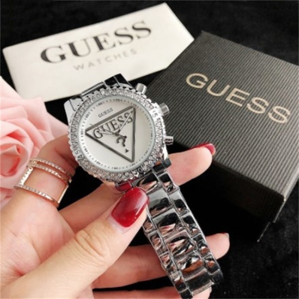 Guess Rostfritt stål Strassklocka Casual Quartz Watch Elegant Tillbehör Present till flickvän Mamma Hustru 1