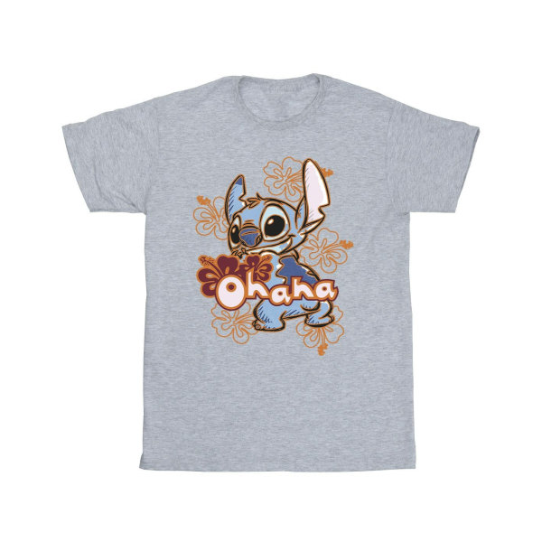 Disney Herre Lilo And Stitch Ohana Orange Hibiscus T-skjorte L Spo Sports Grå L