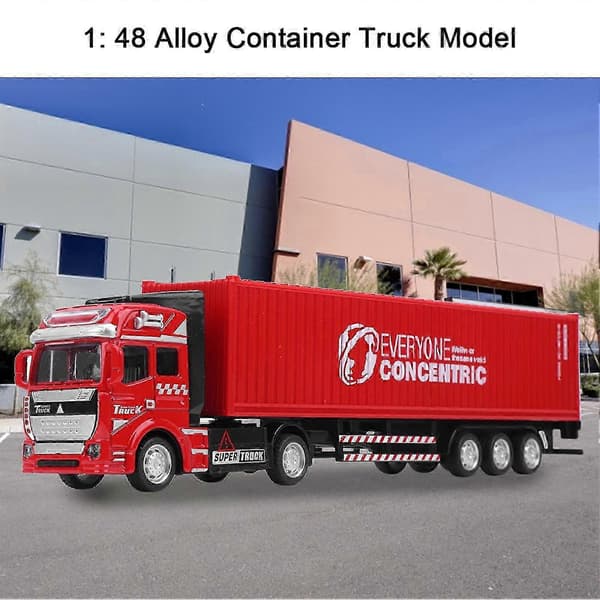 1:48 Legering Container Lastbil Model Legetøj Meget Simulation Børnebil Legetøj Køretøj Til Børn 3-6 År - Ja Red