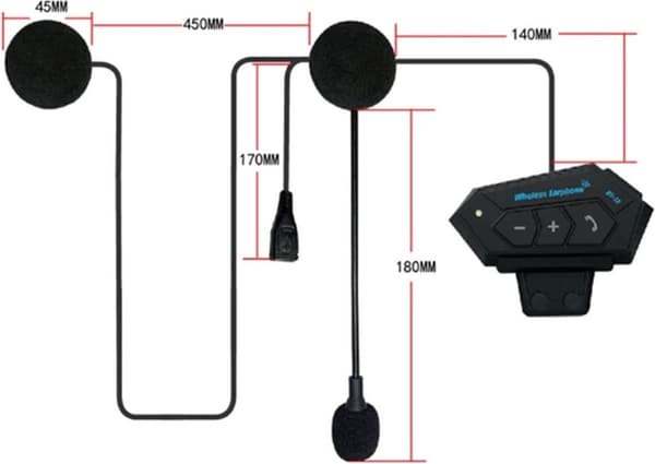 Motorcykelhjelm Bluetooth Headset med Mikrofon Vandtæt Universal
