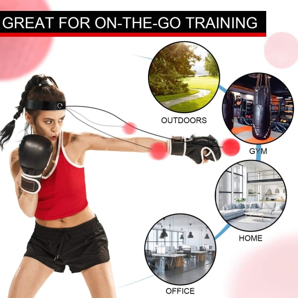 Oppgradert boxningsreflexboll, boxningsträningsboll, den beste boxningsutstyret for trening for voksne/barn, hånd-oga-koordinasjon og fitness.