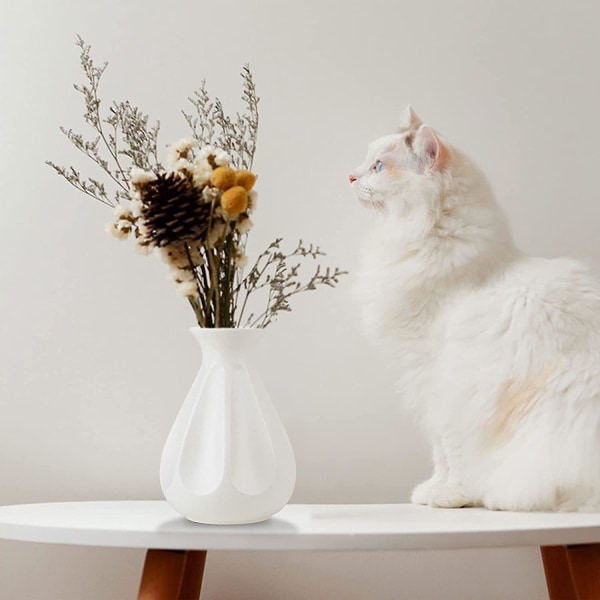 Hvit dekorativ vase, uknuselige plastvaser